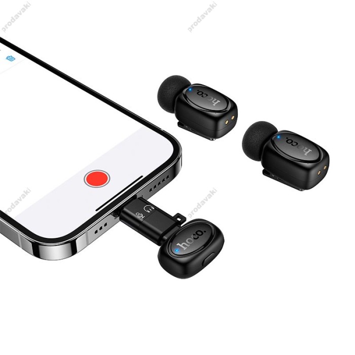 Бездротовий мікрофон Hoco L19 Lightning / Type-C Graceful wireless microphone Black
