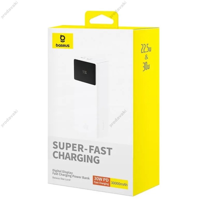 Повербанк портативний акумулятор Power Bank Baseus Star-Lord Digital 30W 30000 mAh Cluster White P10022905113-00