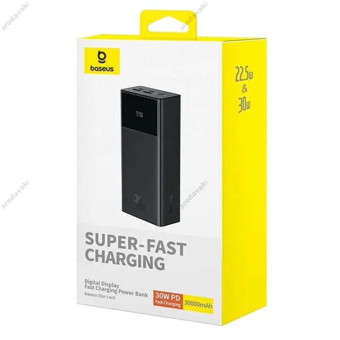 Повербанк портативний акумулятор Power bank Baseus Star-Lord Digital 30W 30000 mAh Cluster Black P10022905113-00
