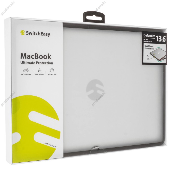 Протиударний чохол SwitchEasy Defender Protectiv для MacBook New Air 13.6 2022-2026 M2/M3/M4/M5 Black-Transparent