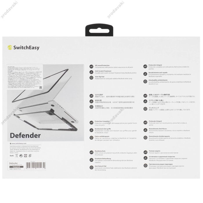 Протиударний чохол SwitchEasy Defender Protectiv для MacBook New Air 13.6 2022-2026 M2/M3/M4/M5 Black-Transparent