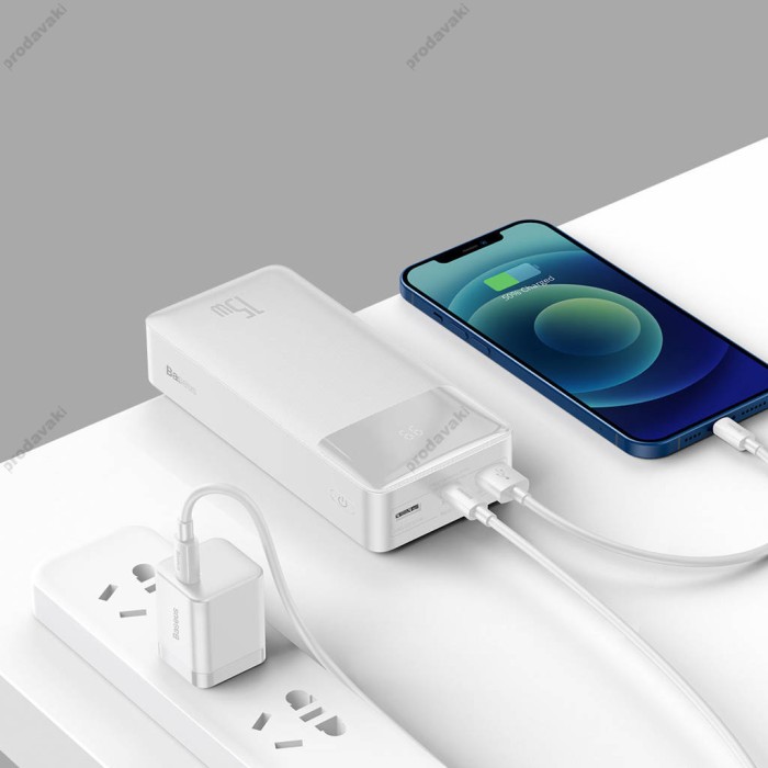 Повербанк портативний акумулятор Power Bank Baseus Bipow Digital Display 30000 mAh 15W White PPBD050202