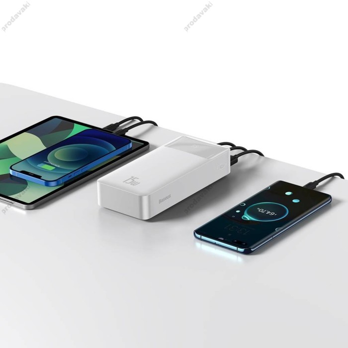 Повербанк портативний акумулятор Power Bank Baseus Bipow Digital Display 30000 mAh 15W White PPBD050202