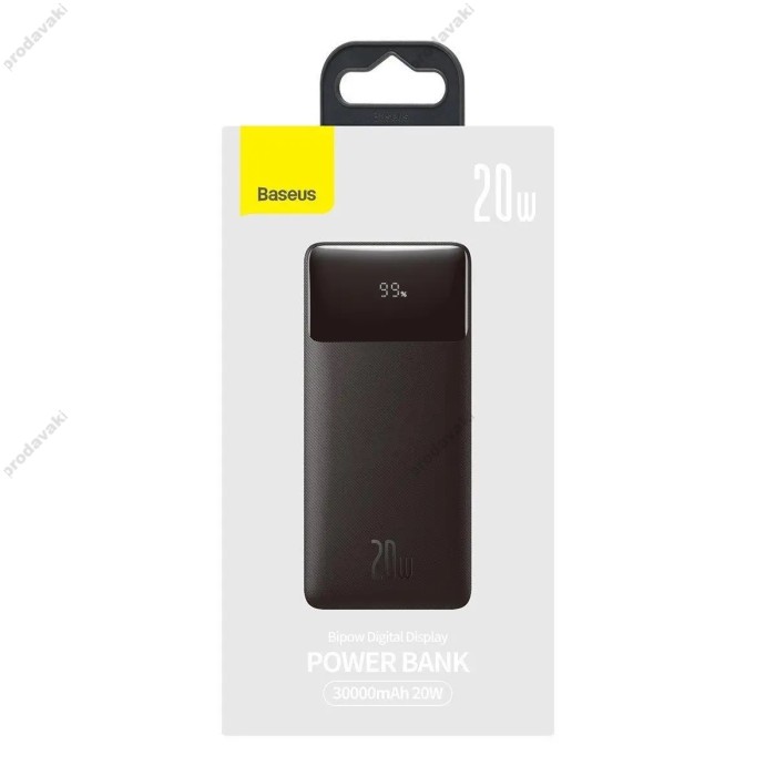 Повербанк портативний акумулятор Power bank Baseus Bipow Digital Display Power Bank 30000 mAh 20W Black PPBD050401