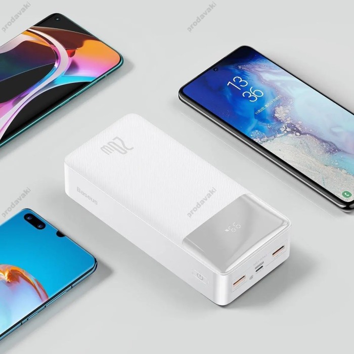 Повербанк портативний акумулятор Power Bank Baseus Bipow Digital Display Power Bank 30000 mAh 20W White PPBD050402