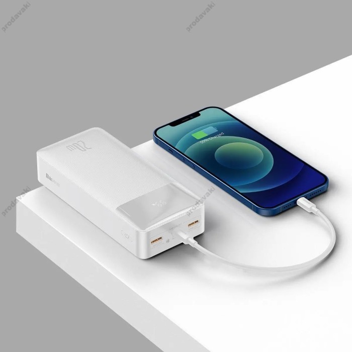 Повербанк портативний акумулятор Power Bank Baseus Bipow Digital Display Power Bank 30000 mAh 20W White PPBD050402