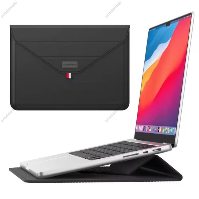 Чохол - конверт xVibe Leather PU sleeve stand для MacBook ноутбука планшета 13"-14.2" Black