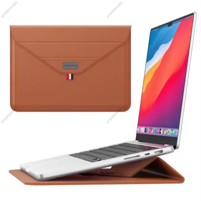 Чохол - конверт xVibe Leather PU sleeve stand для MacBook ноутбука планшета 13"-14.2" Brown