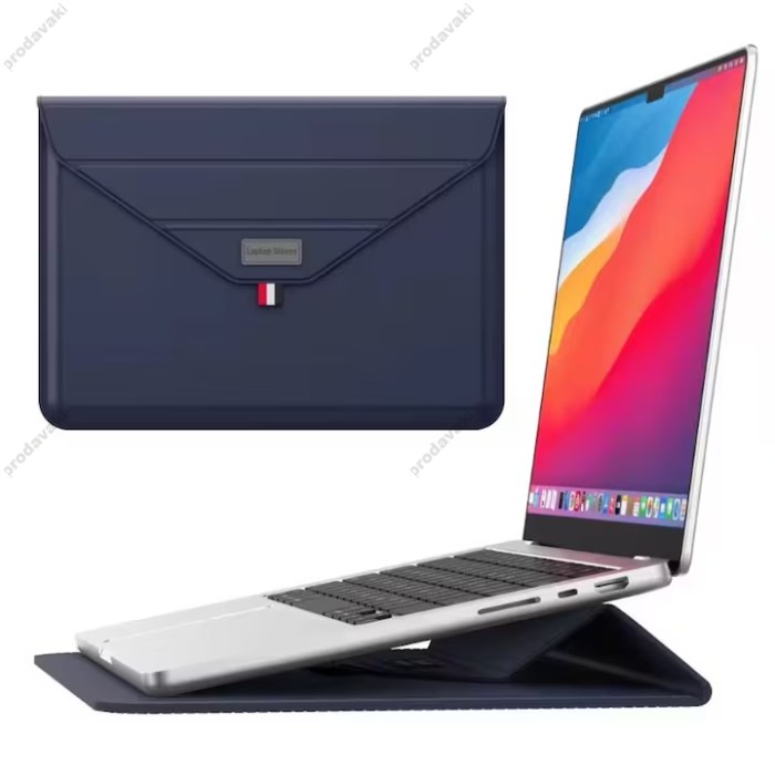 Чохол - конверт xVibe Leather PU sleeve stand для MacBook ноутбука планшета 13"-14.2" Dark blue