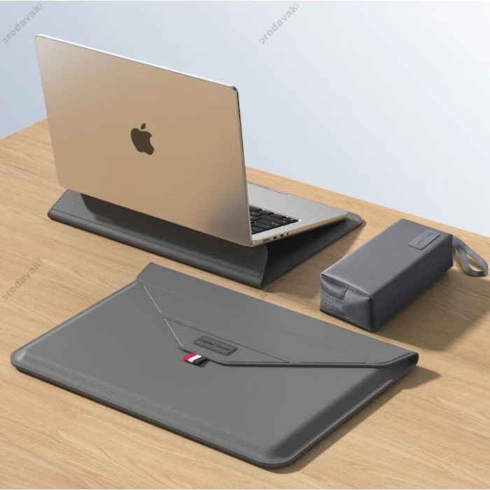 Чохол - конверт xVibe Leather PU sleeve stand для MacBook ноутбука 15"-16.2" Gray