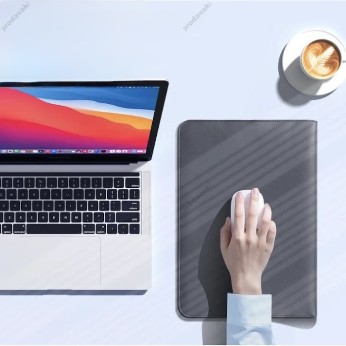 Чохол - конверт xVibe Leather PU sleeve stand для MacBook ноутбука 15"-16.2" Gray