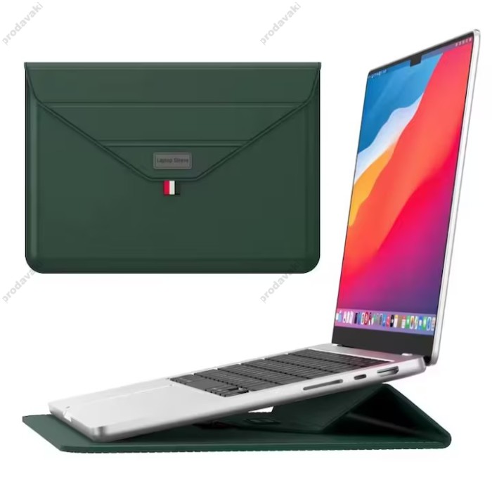 Чохол - конверт xVibe Leather PU sleeve stand для MacBook ноутбука планшета 13"-14.2" Green