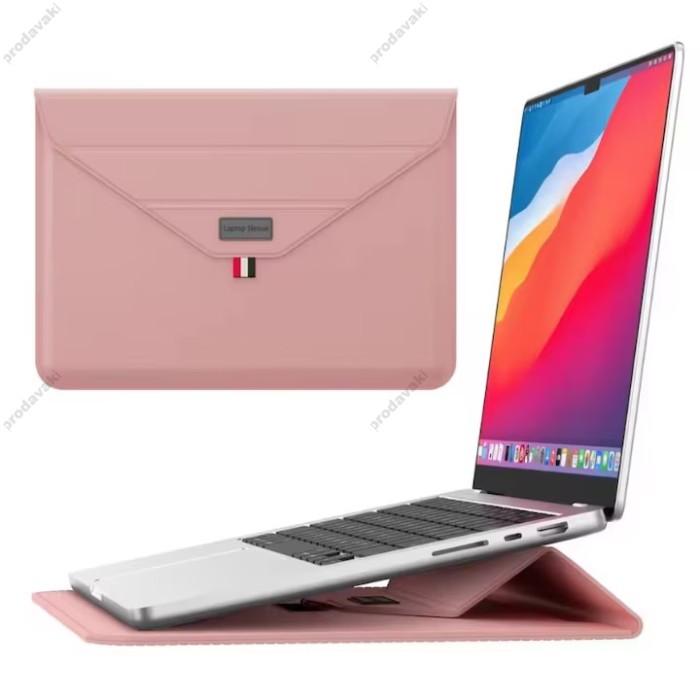 Чохол - конверт xVibe Leather PU sleeve stand для MacBook ноутбука планшета 13"-14.2" Pink