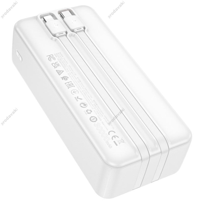 Повербанк портативний акумулятор Power bank Hoco J118B Speed energy with cable 20W 30000 mAh White