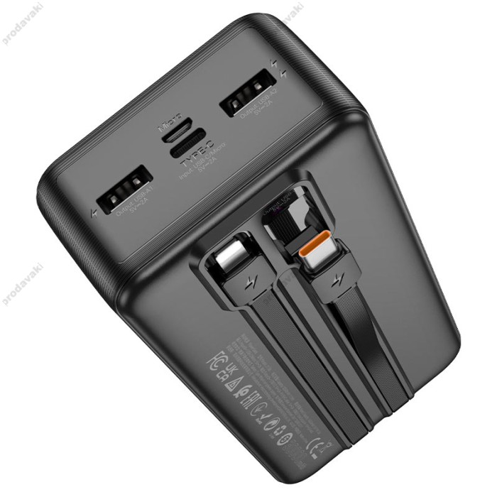 Повербанк портативний акумулятор Power bank Hoco J118B Speed energy with cable 20W 30000 mAh Black