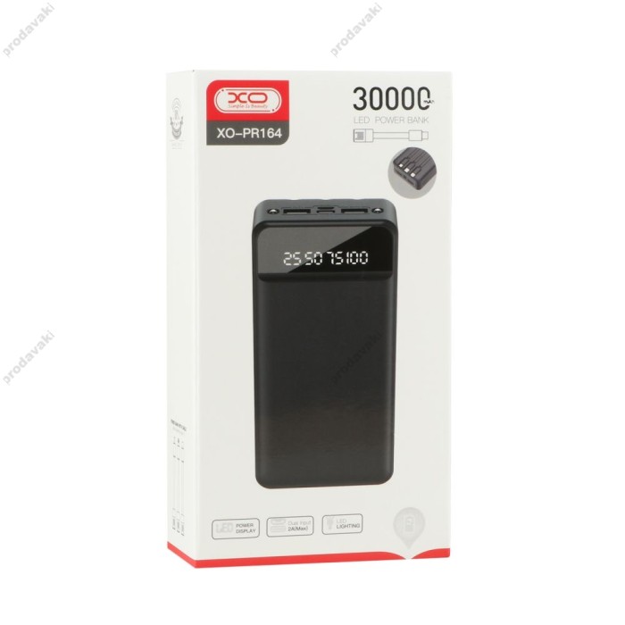 Повербанк портативний акумулятор Power bank XO PR164 30000 mAh Black