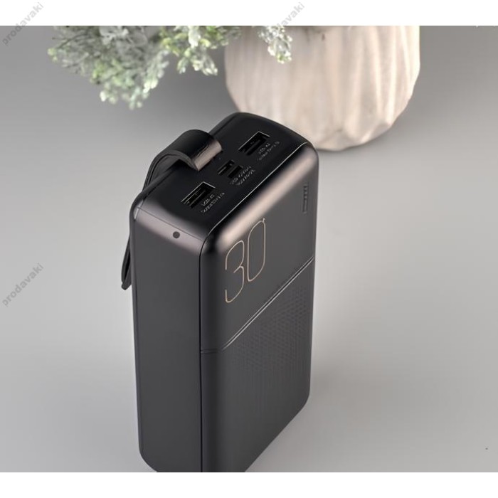 Повербанк портативний акумулятор Power bank XO PR199 Light Display 30000 mAh Black