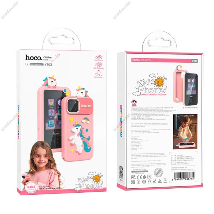 Мобільний телефон Дитячий HOCO Y103 2.8-inch children game (NO CALL SUPPORT) 8GB Pink