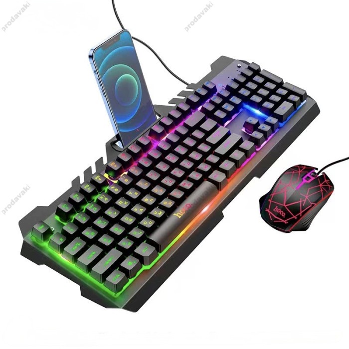 Комп'ютерна Клавіатура та миша HOCO DI16 Gaming Illuminated keyboard and mouse Black