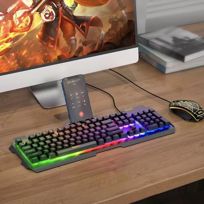 Комп'ютерна Клавіатура та миша HOCO DI16 Gaming Illuminated keyboard and mouse Black