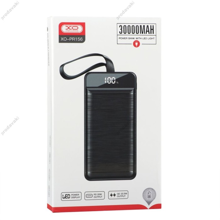 Повербанк портативний акумулятор Power bank XO PR156 30000 mAh Black