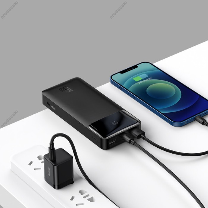 Повербанк портативний акумулятор Power bank Baseus Bipow Digital Display 15W 20000 mAh Black PPDML-J02