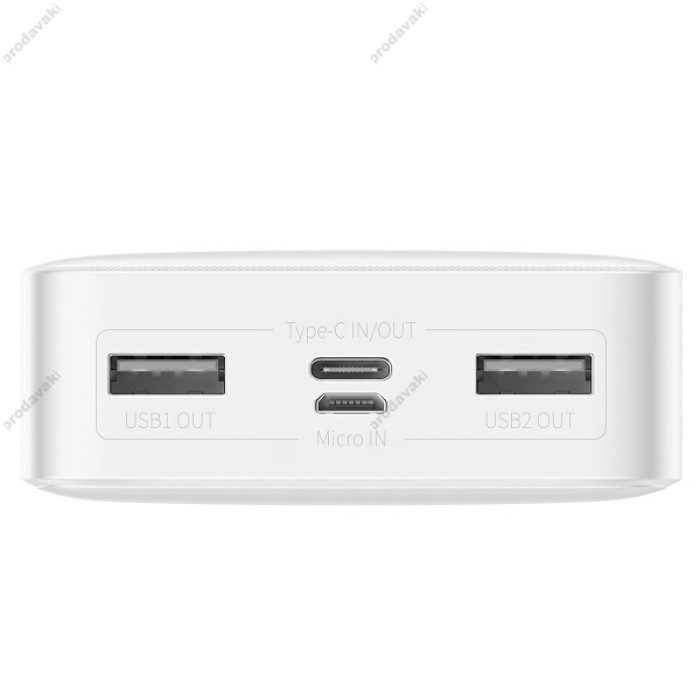 Повербанк портативний акумулятор Power bank Baseus Bipow Digital Display 15W 20000 mAh White PPDML-J01