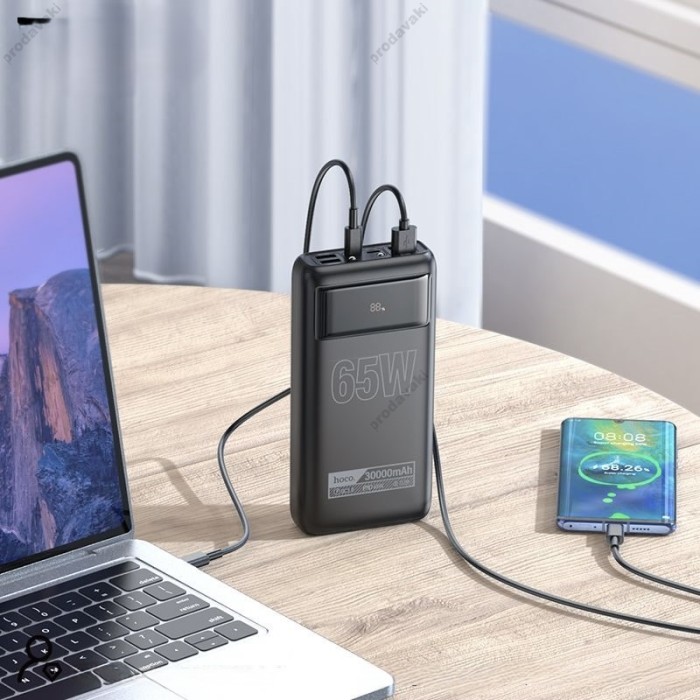 Повербанк портативний акумулятор Power Bank Hoco DB81 Apollo fully compatible 65W 30000 mAh Black