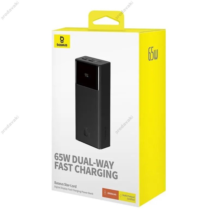 Повербанк портативний акумулятор Power bank Baseus Star-Lord Digital Display 65W 30000 mAh Black P10022908113-00