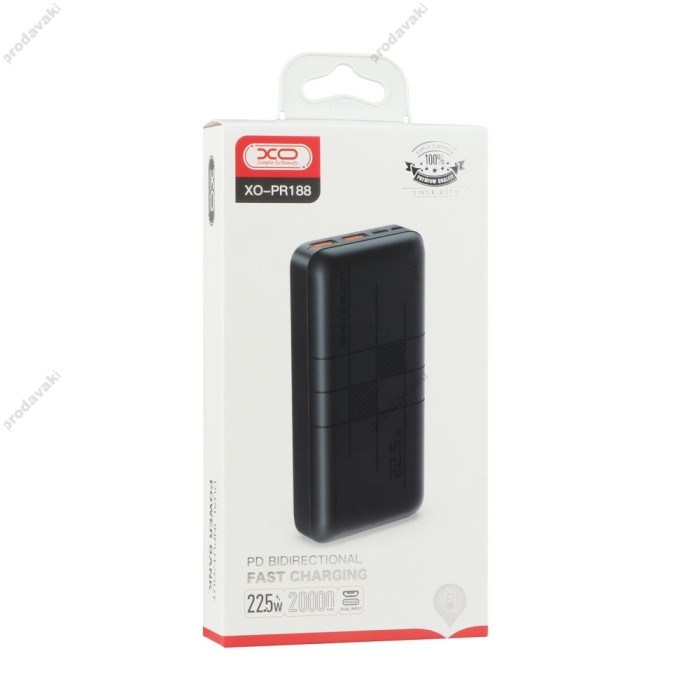 Повербанк портативний акумулятор Power bank XO PR188 Fast charge 22.5W 20000 mAh Black