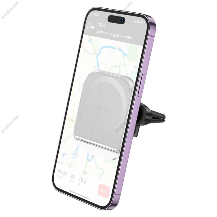Автомобільний тримач Hoco H42 Crystal ring magnetic car holder air outlet Grey