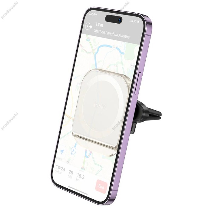 Автомобільний тримач Hoco H42 Crystal ring magnetic car holder air outlet White