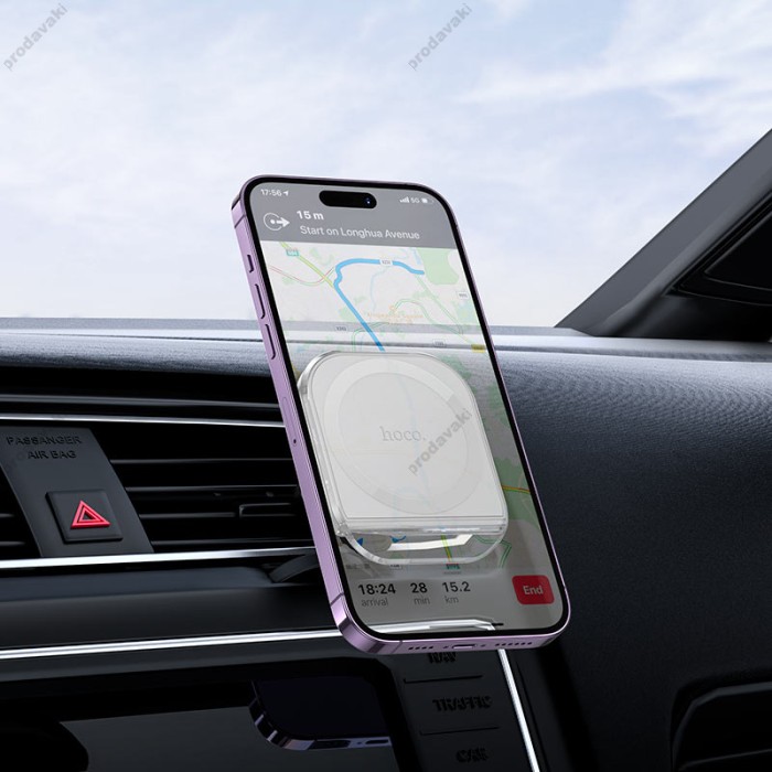 Автомобільний тримач Hoco H42 Crystal ring magnetic car holder air outlet Grey