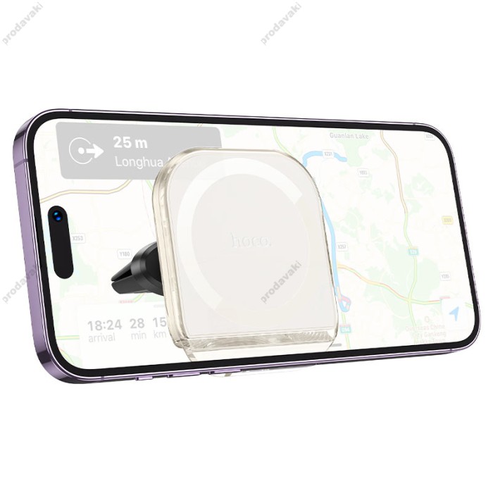 Автомобільний тримач Hoco H42 Crystal ring magnetic car holder air outlet White