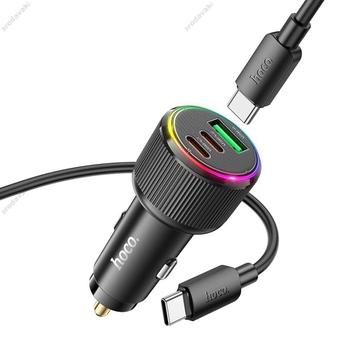 Автомобільний зарядний пристрій HOCO NZ17 Avant-garde Car charger Type-C set 3A 75W Black