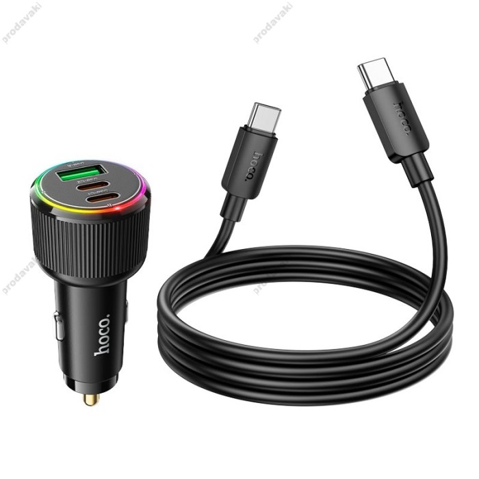 Автомобільний зарядний пристрій HOCO NZ17 Avant-garde Car charger Type-C set 3A 75W Black