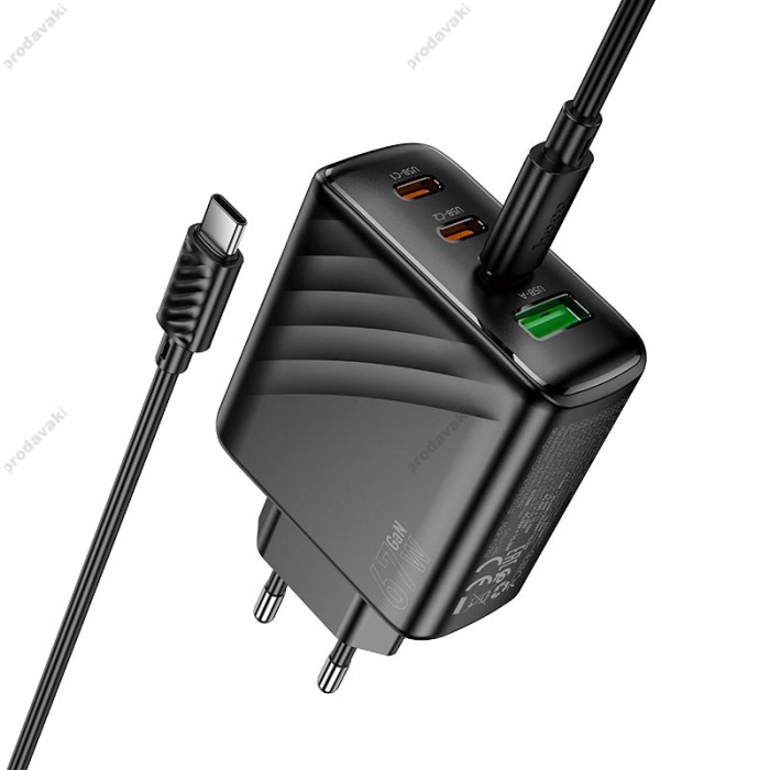 Мережевий зарядний пристрій HOCO CS27A Supply charger Type-C cable 67W Black