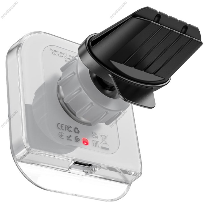 Автомобільний тримач із бездротовою зарядкою Hoco HW17 Crystal magnetic wireless 15W Grey