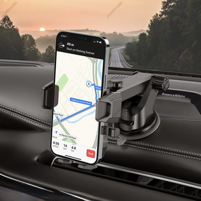 Автомобільний тримач Hoco DCA17 Armor suction cup car holder Black