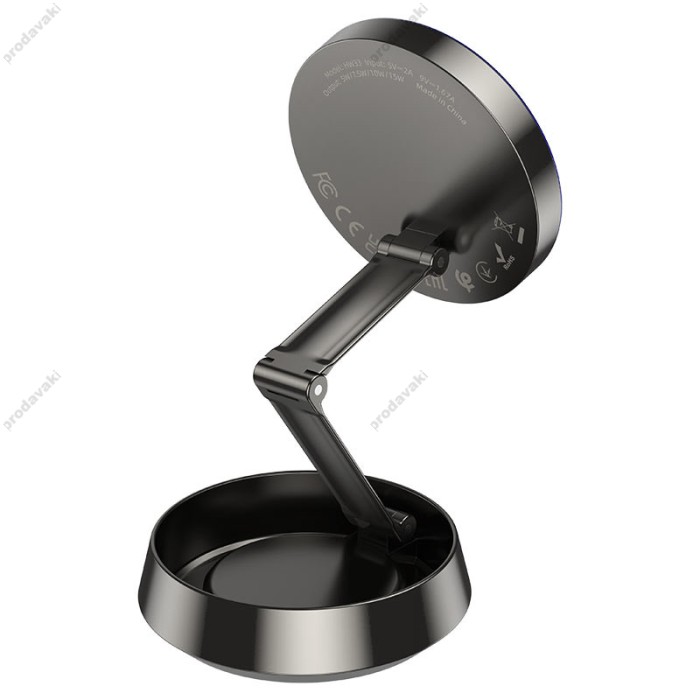 Автомобільний тримач із бездротовою зарядкою Hoco HW33 Metal ring magnetic wireless 15W Grey