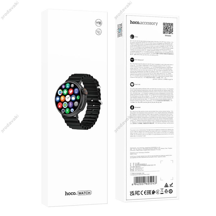 Смарт-годинник Smart sports watch HOCO Y18 IP67 call version Black