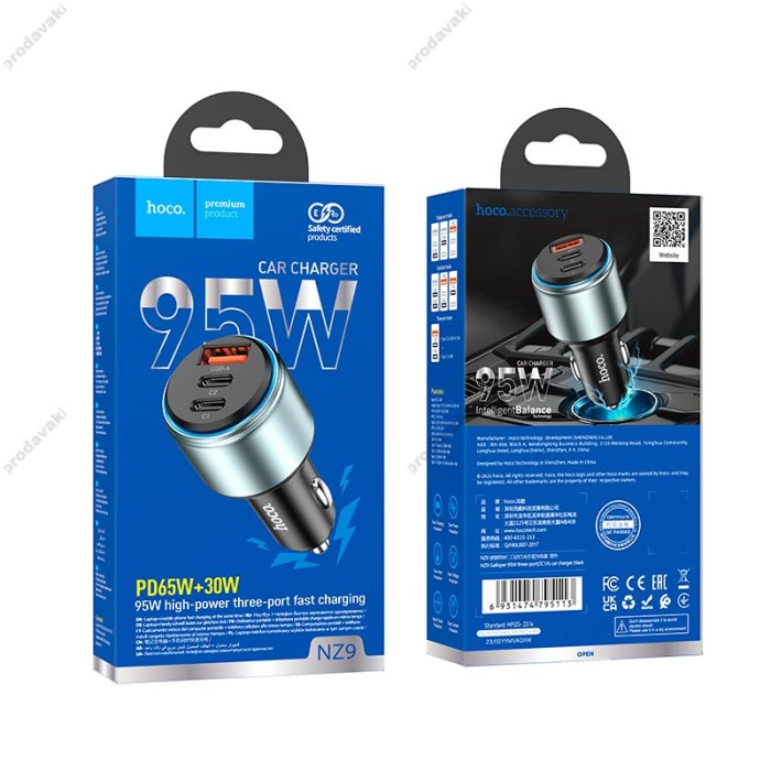 Автомобільний зарядний пристрій HOCO NZ9 Galloper 3-port 5A 95W Black
