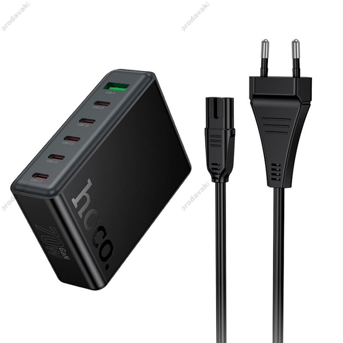 Мережевий зарядний пристрій HOCO C152A Modern PD 6-port desktop charger 70W Black