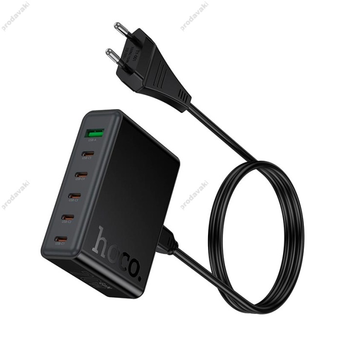 Мережевий зарядний пристрій HOCO C152A Modern PD 6-port desktop charger 70W Black