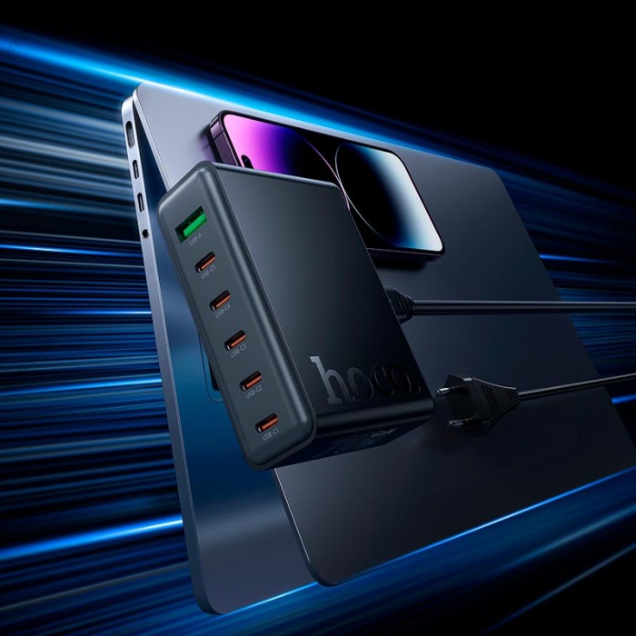 Мережевий зарядний пристрій HOCO C152A Modern PD 6-port desktop charger 70W Black