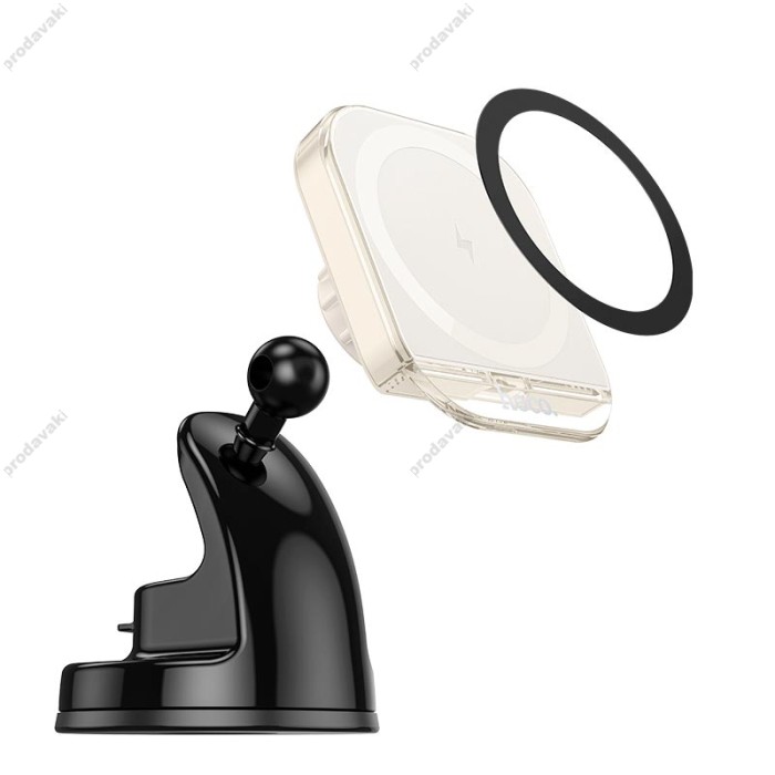 Автомобільний тримач із бездротовою зарядкою Hoco HW18 Crystal magnetic center console White