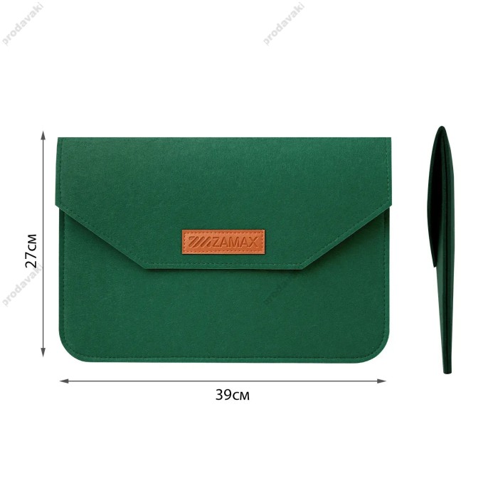 Чохол - конверт із повсті ZAMAX для MacBook ноутбука планшета 13"-14.2" Forest Green