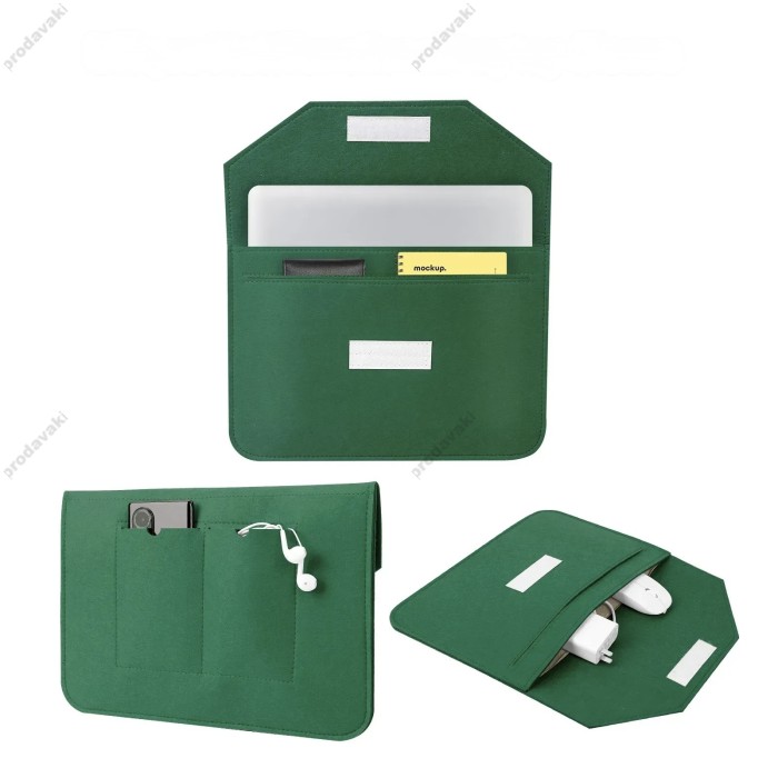 Чохол - конверт із повсті ZAMAX для MacBook ноутбука планшета 13"-14.2" Forest Green