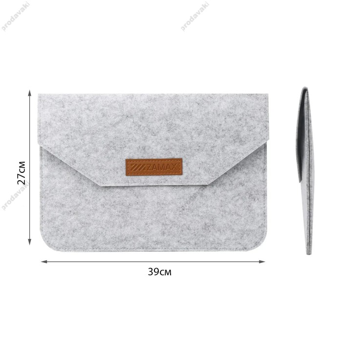 Чохол - конверт із повсті ZAMAX для MacBook ноутбука планшета 15"-16.2" Light Grey