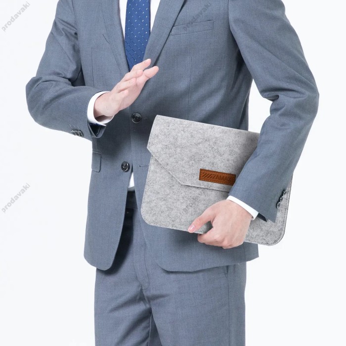Чохол - конверт із повсті ZAMAX для MacBook ноутбука планшета 15"-16.2" Light Grey